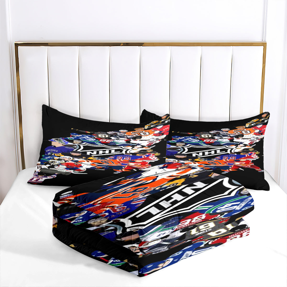 Hockey League Comforter Pillowcases 3PC Sets Blanket All Season Reversible Quilted Duvet