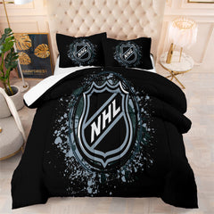 Hockey Logo Comforter Pillowcases 3PC Sets Blanket All Season Reversible Quilted Duvet
