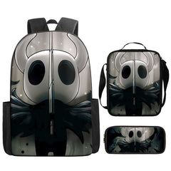 Hollow Knight Full Printed Backpack Schoolbag Travel Notebook Bag Lunch Bag Pencil Bag for Kids Students 3PCS