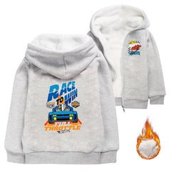Hot Wheels Sherpa Lined Hoodie Fleece Sweatshirt Full Zip Hooded Jacket for Kid