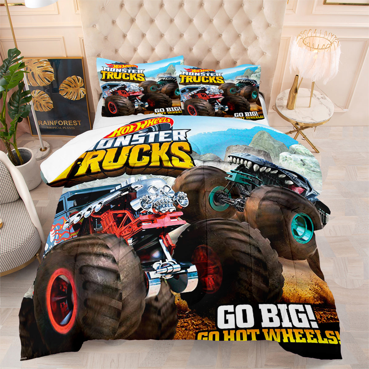Hot Wheels Comforter Pillowcases 3PC Sets Blanket All Season Reversible Quilted Duvet