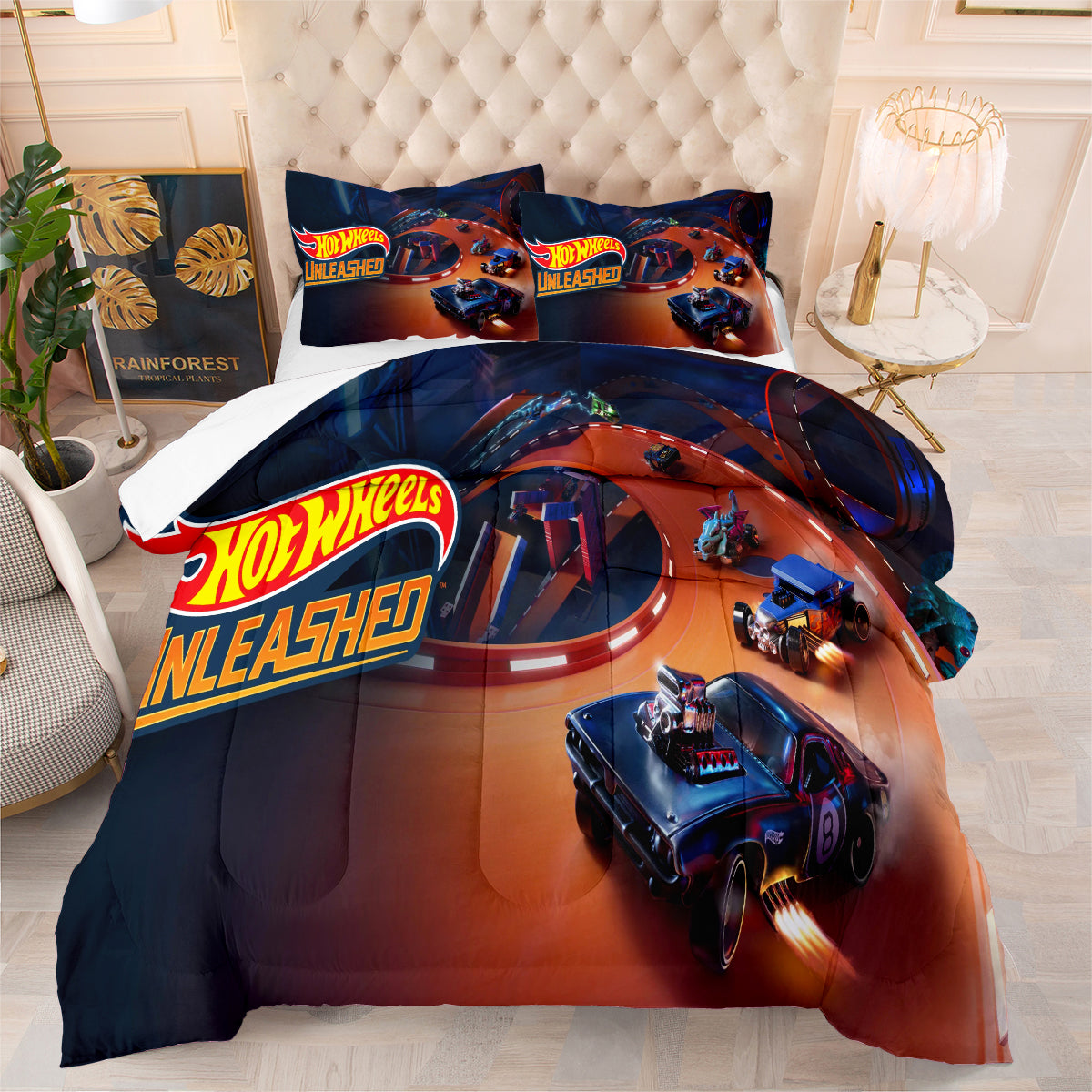 Hot Wheels Comforter Pillowcases 3PC Sets Blanket All Season Reversible Quilted Duvet