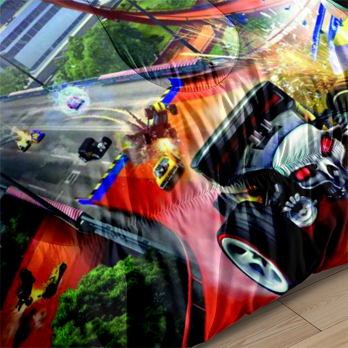 Hot Wheels Comforter Pillowcases 3PC Sets Blanket All Season Reversible Quilted Duvet