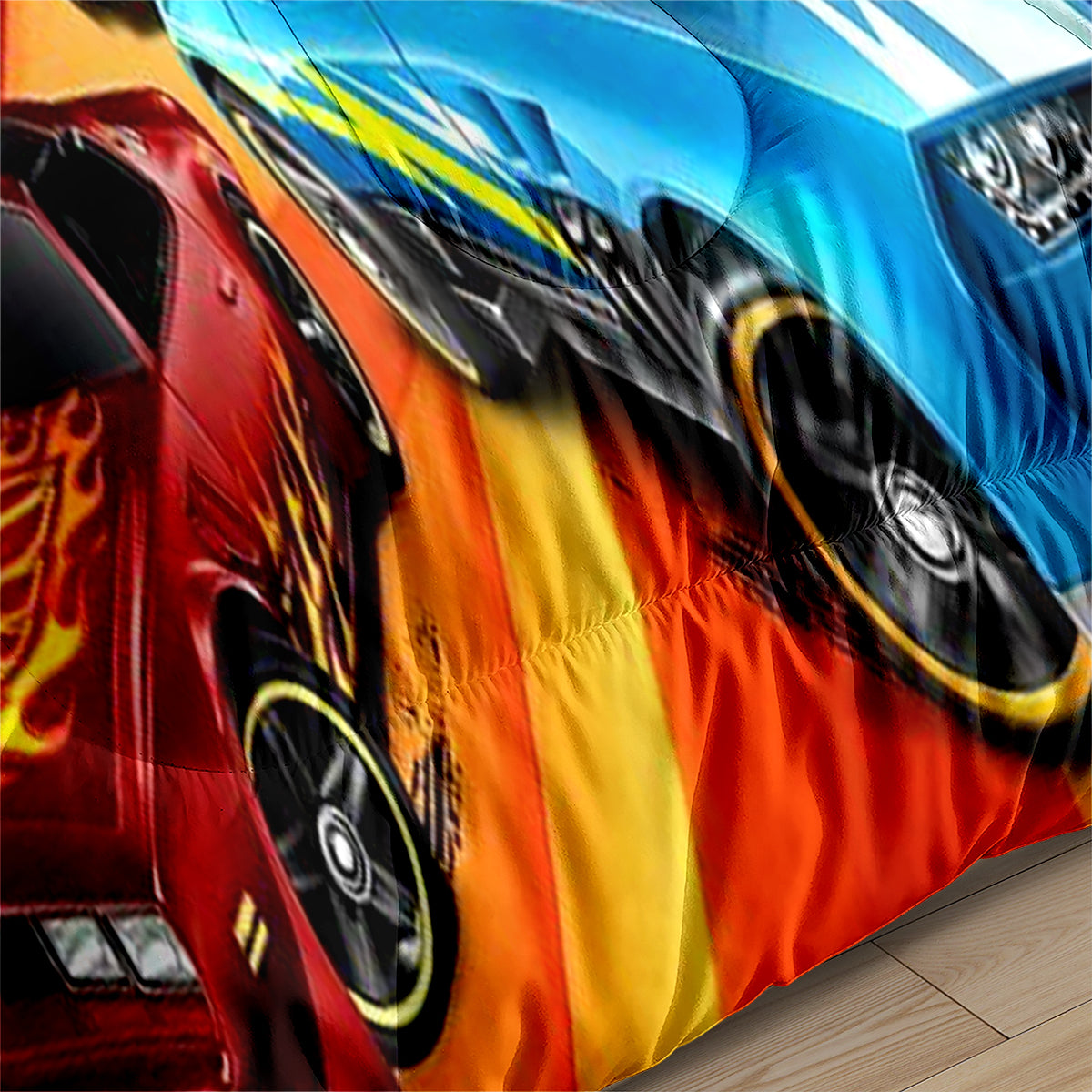 Hot Wheels Comforter Pillowcases 3PC Sets Blanket All Season Reversible Quilted Duvet