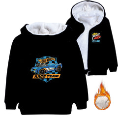 Hot Wheels Sherpa Lined Hoodie Fleece Sweatshirt Full Zip Hooded Jacket for Kids