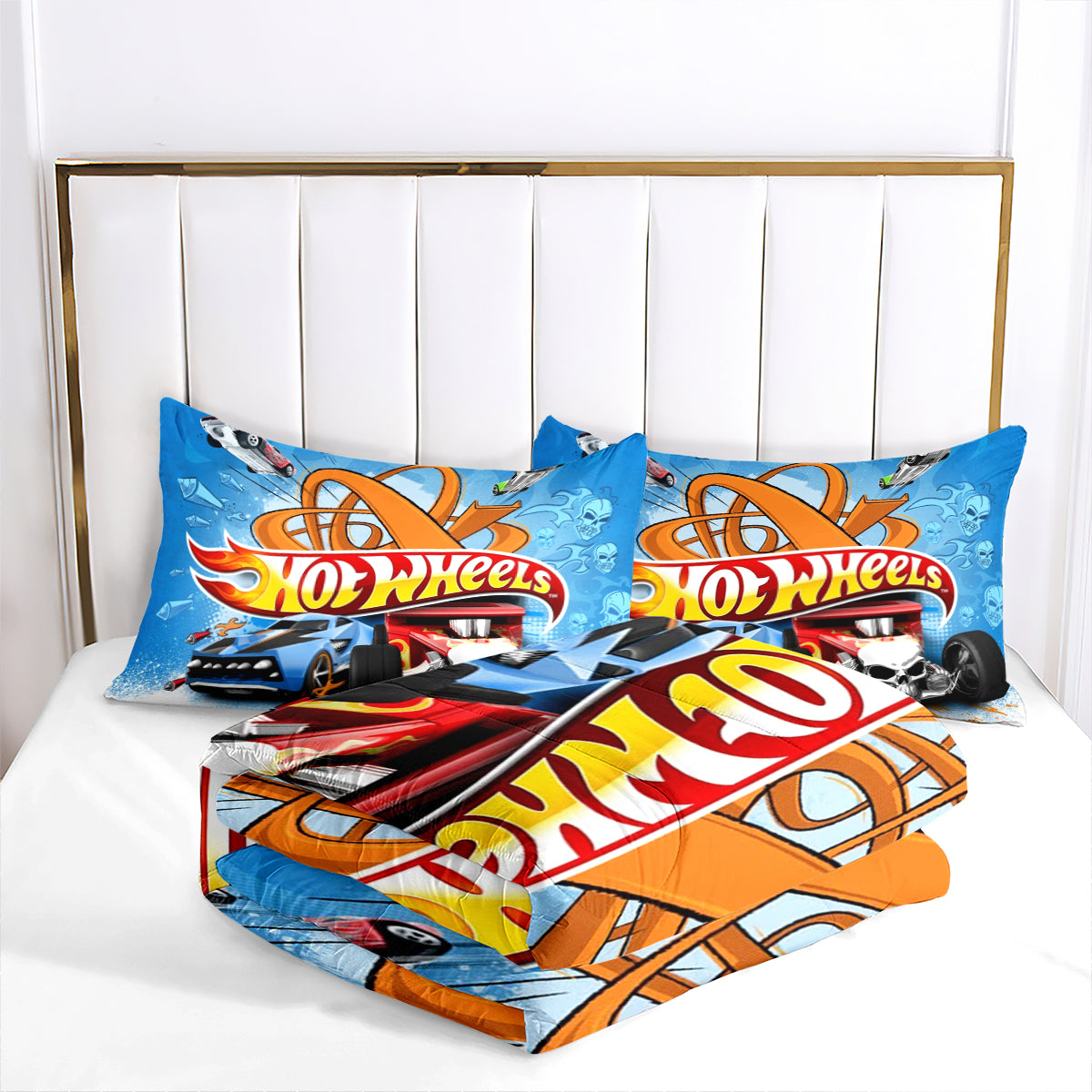 Hot Wheels Comforter Pillowcases 3PC Sets Blanket All Season Reversible Quilted Duvet