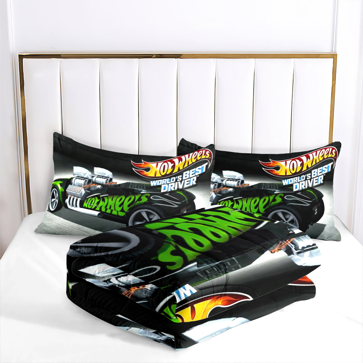 Hot Wheels Comforter Pillowcases 3PC Sets Blanket All Season Reversible Quilted Duvet