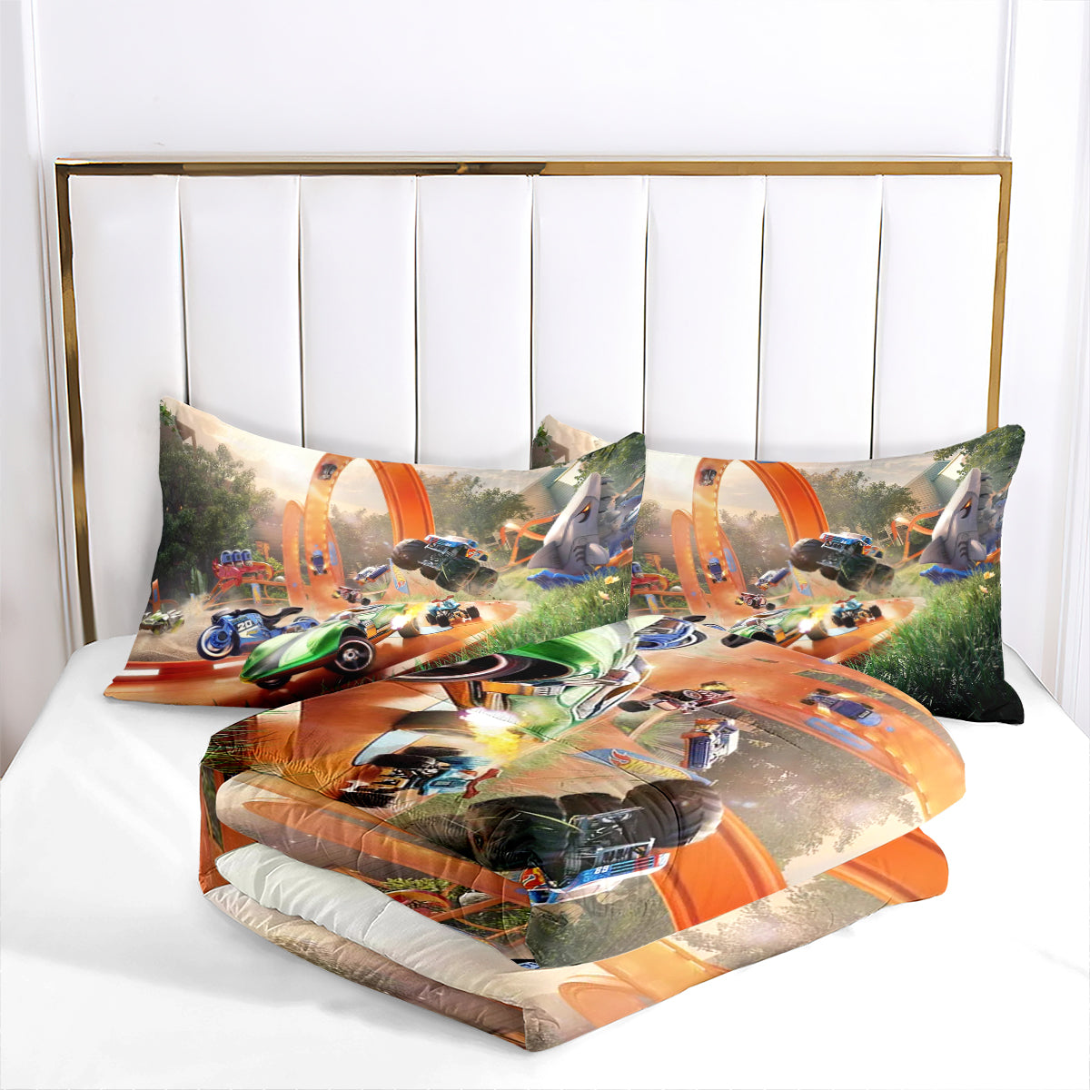 Hot Wheels Comforter Pillowcases 3PC Sets Blanket All Season Reversible Quilted Duvet