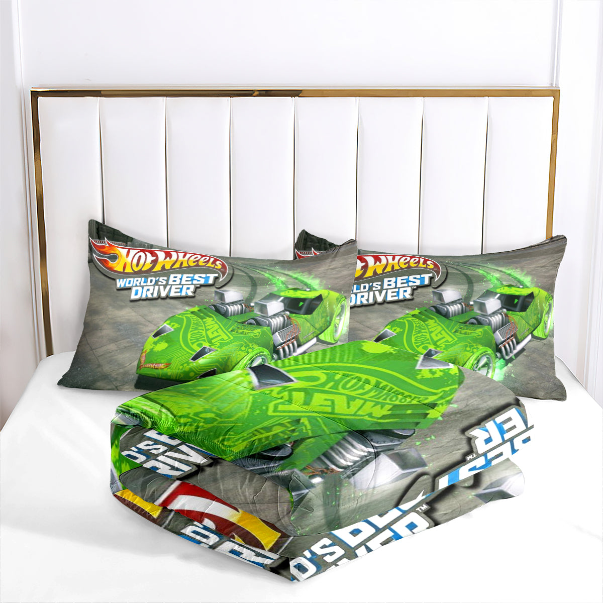Hot Wheels Comforter Pillowcases 3PC Sets Blanket All Season Reversible Quilted Duvet