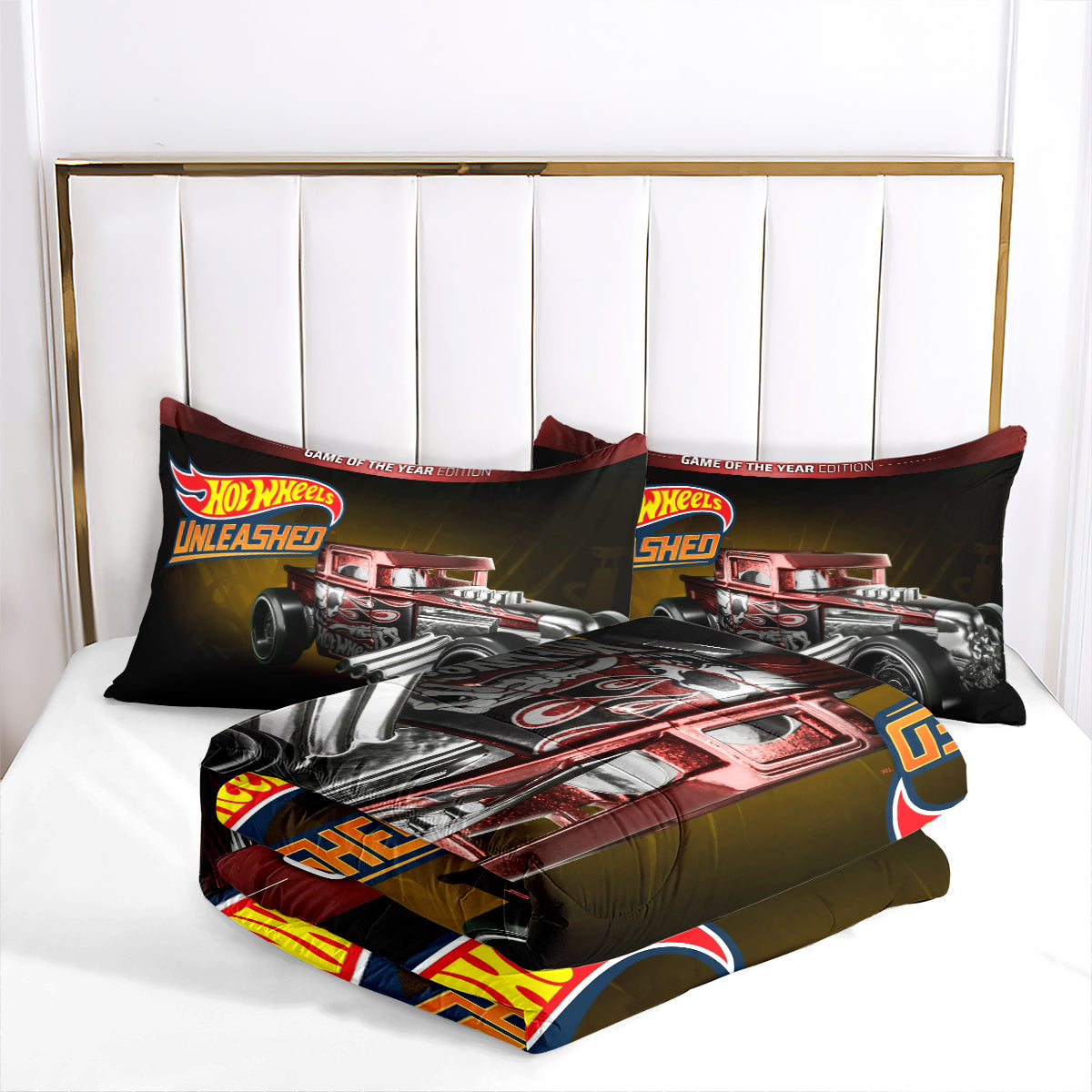 Hot Wheels Comforter Pillowcases 3PC Sets Blanket All Season Reversible Quilted Duvet