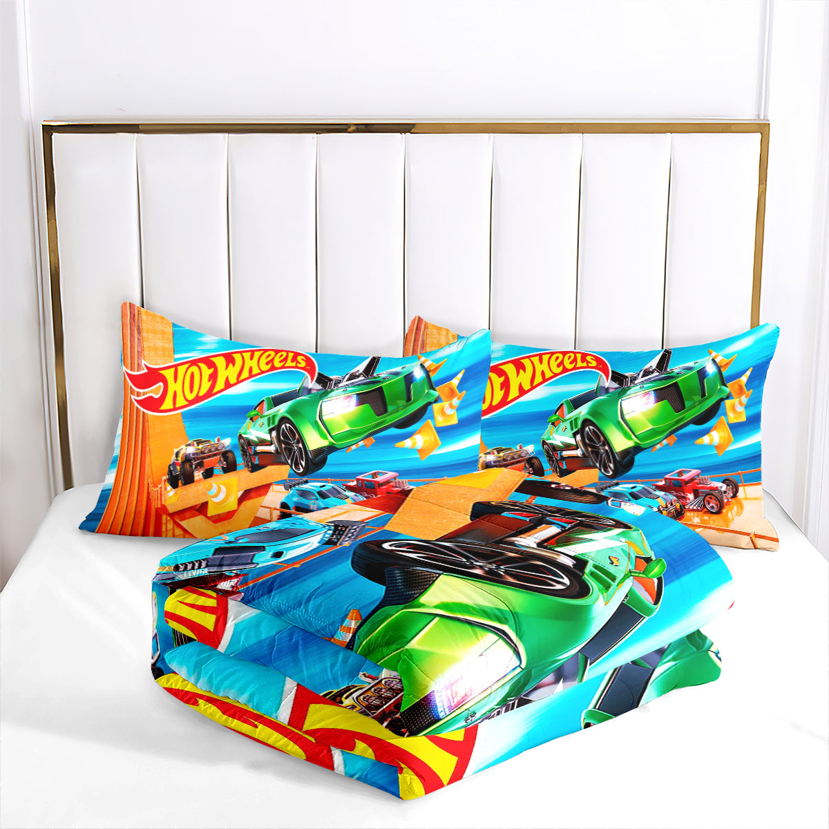 Hot Wheels Comforter Pillowcases 3PC Sets Blanket All Season Reversible Quilted Duvet