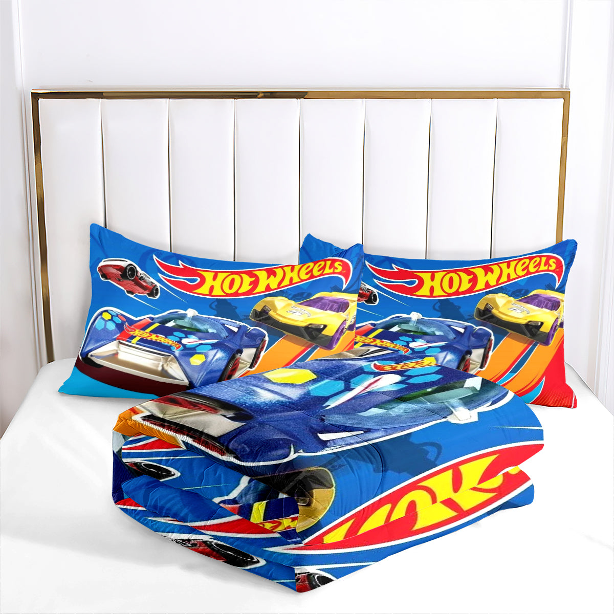 Hot Wheels Comforter Pillowcases 3PC Sets Blanket All Season Reversible Quilted Duvet