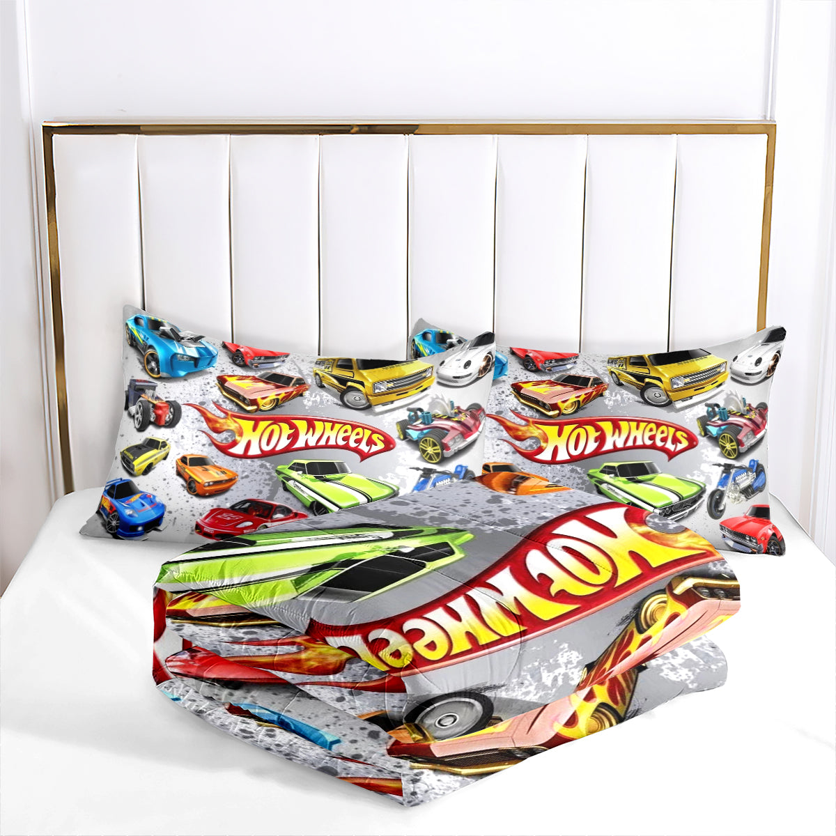 Hot Wheels Comforter Pillowcases 3PC Sets Blanket All Season Reversible Quilted Duvet