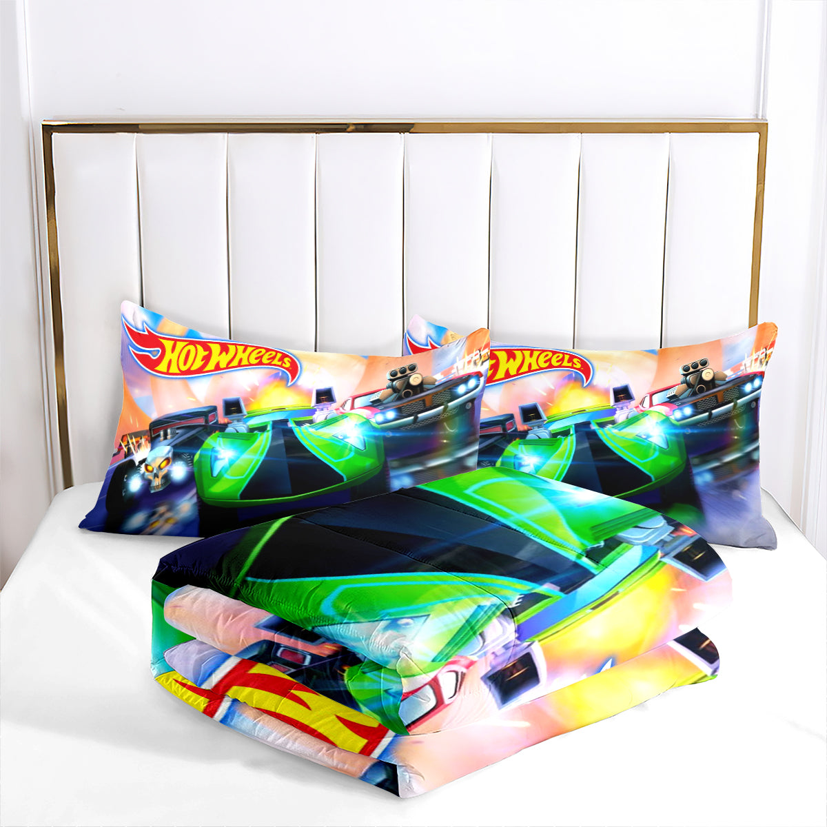 Hot Wheels Comforter Pillowcases 3PC Sets Blanket All Season Reversible Quilted Duvet