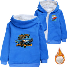 Hot Wheels Sherpa Lined Hoodie Fleece Sweatshirt Full Zip Hooded Jacket for Kids