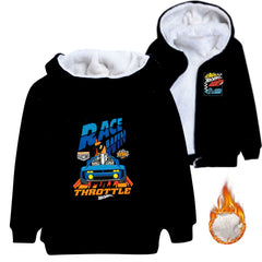 Hot Wheels Sherpa Lined Hoodie Fleece Sweatshirt Full Zip Hooded Jacket for Kid