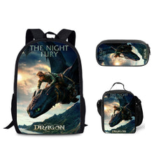 How to Train Your Dragon Backpack Schoolbag Lunch Bag Pencil Bag for Kids Students 3PCS