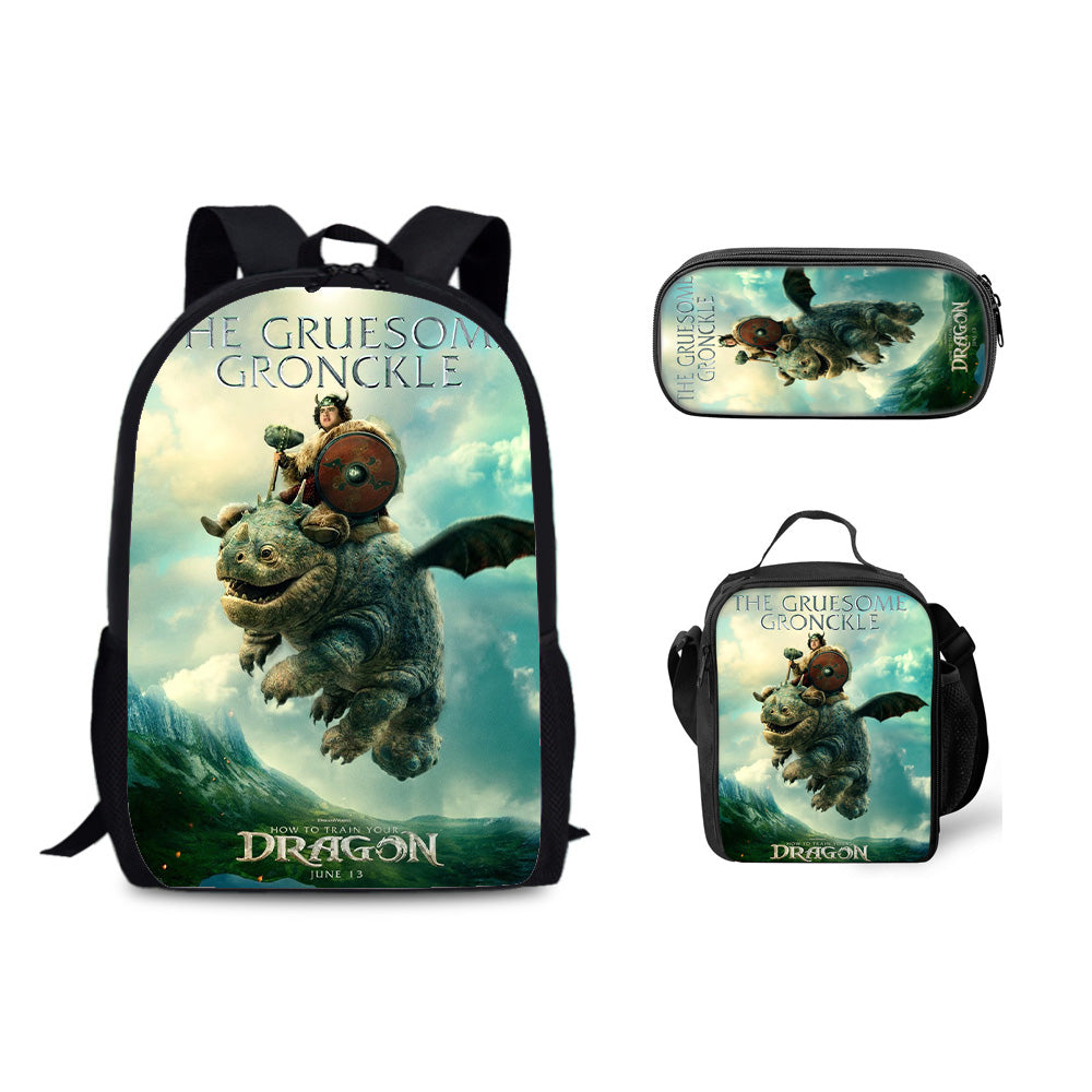 How to Train Your Dragon Backpack Schoolbag Lunch Bag Pencil Bag for Kids Students 3PCS