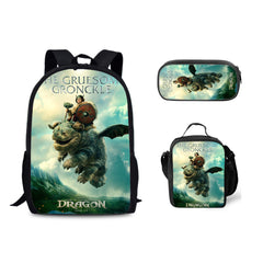 How to Train Your Dragon Backpack Schoolbag Lunch Bag Pencil Bag for Kids Students 3PCS