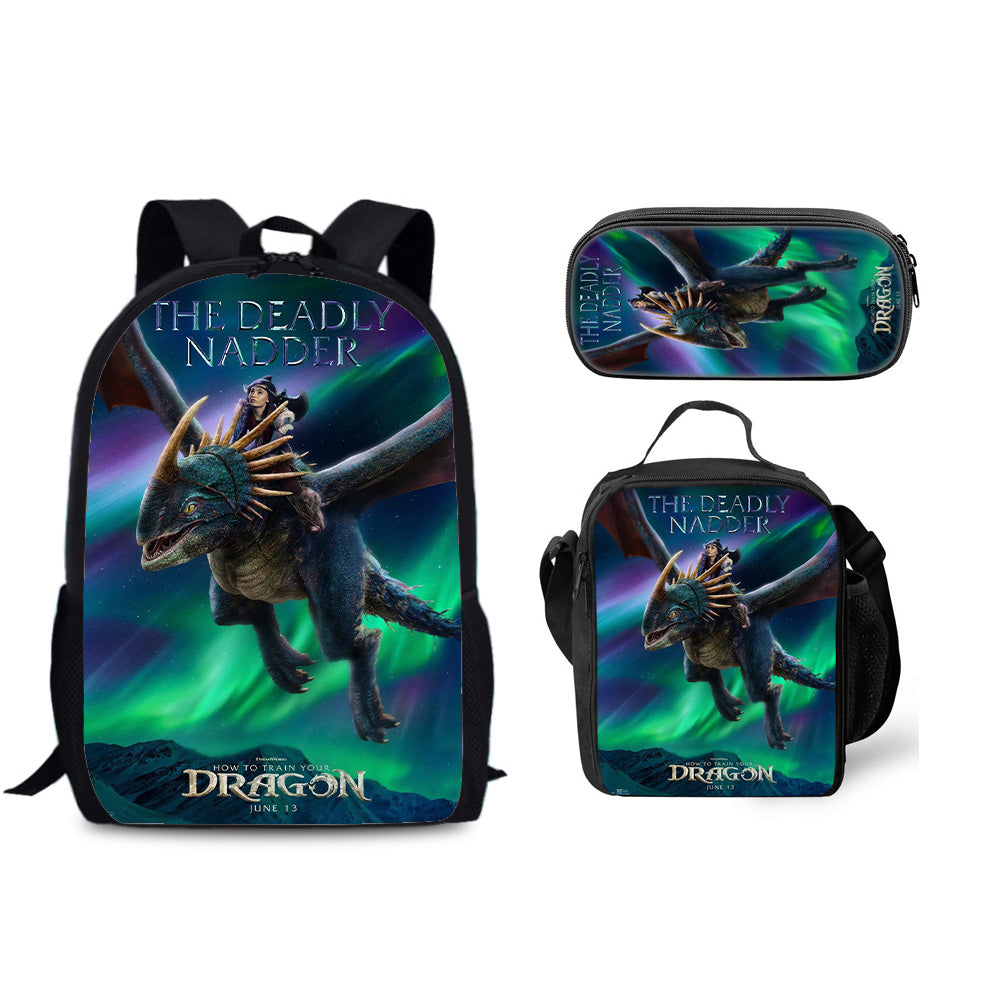 How to Train Your Dragon Backpack Schoolbag Lunch Bag Pencil Bag for Kids Students 3PCS