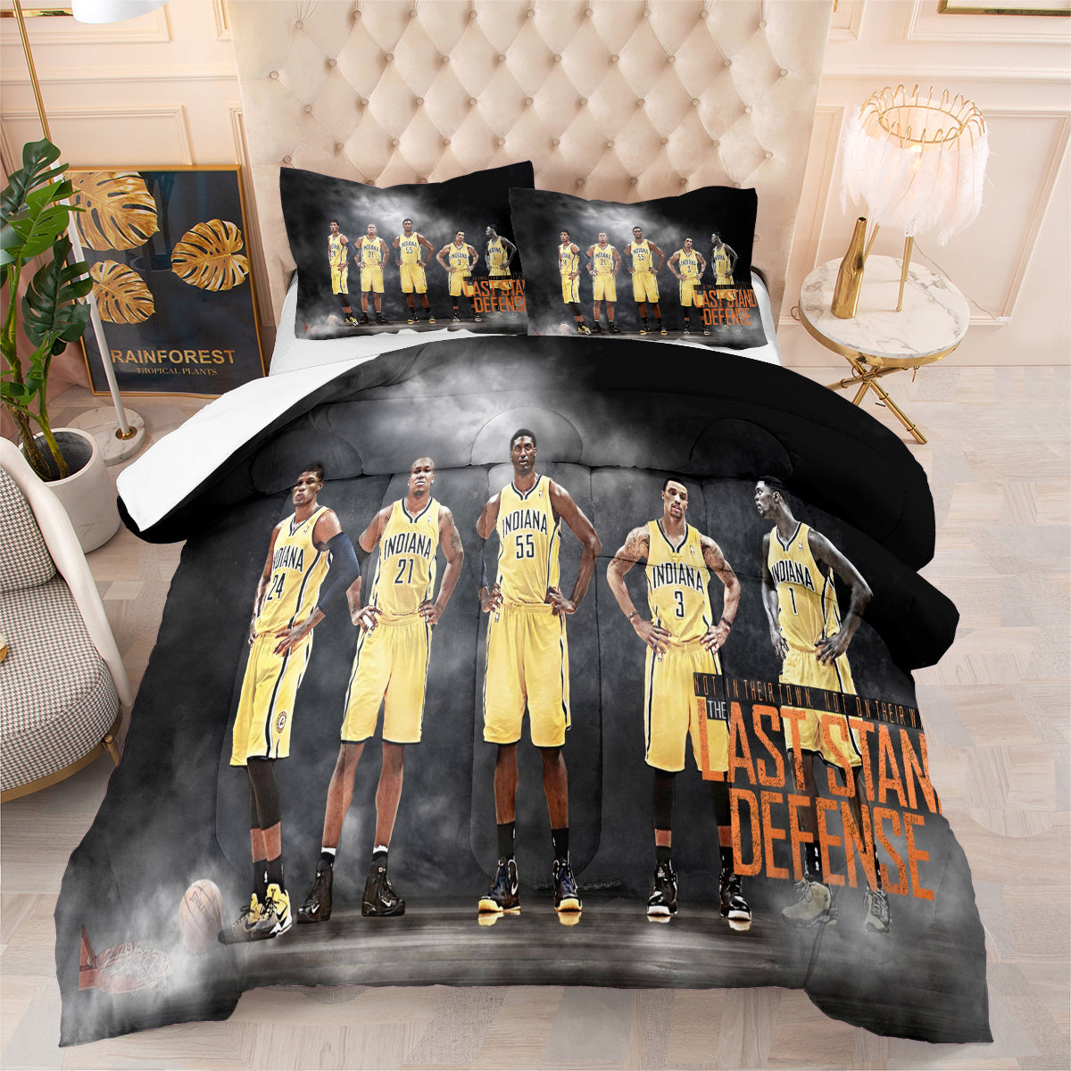 Indiana Basketball Pacers Comforter Pillowcases 3PC Sets Blanket All Season Reversible Quilted Duvet