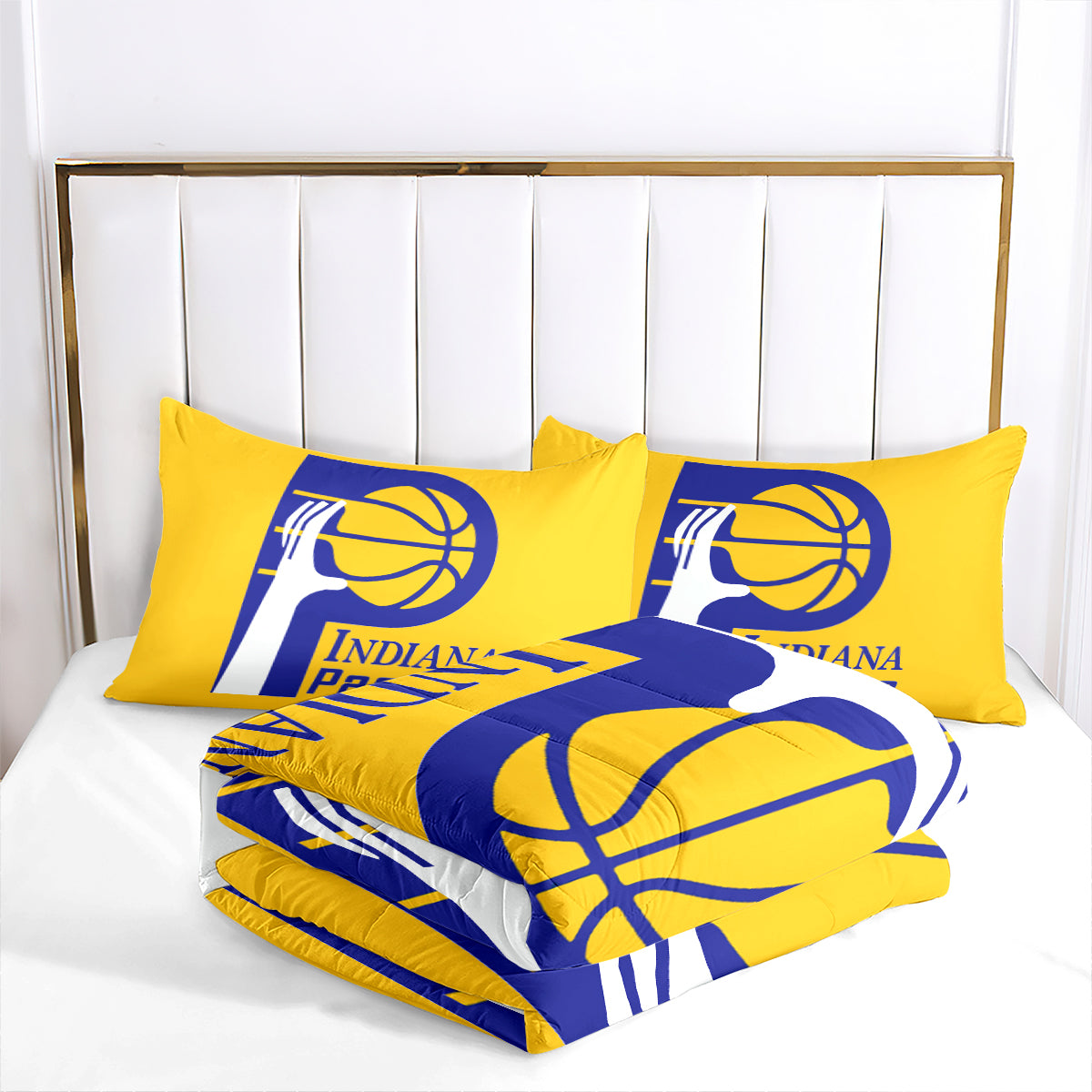 Indiana Basketball Pacers Comforter Pillowcases 3PC Sets Blanket All Season Reversible Quilted Duvet