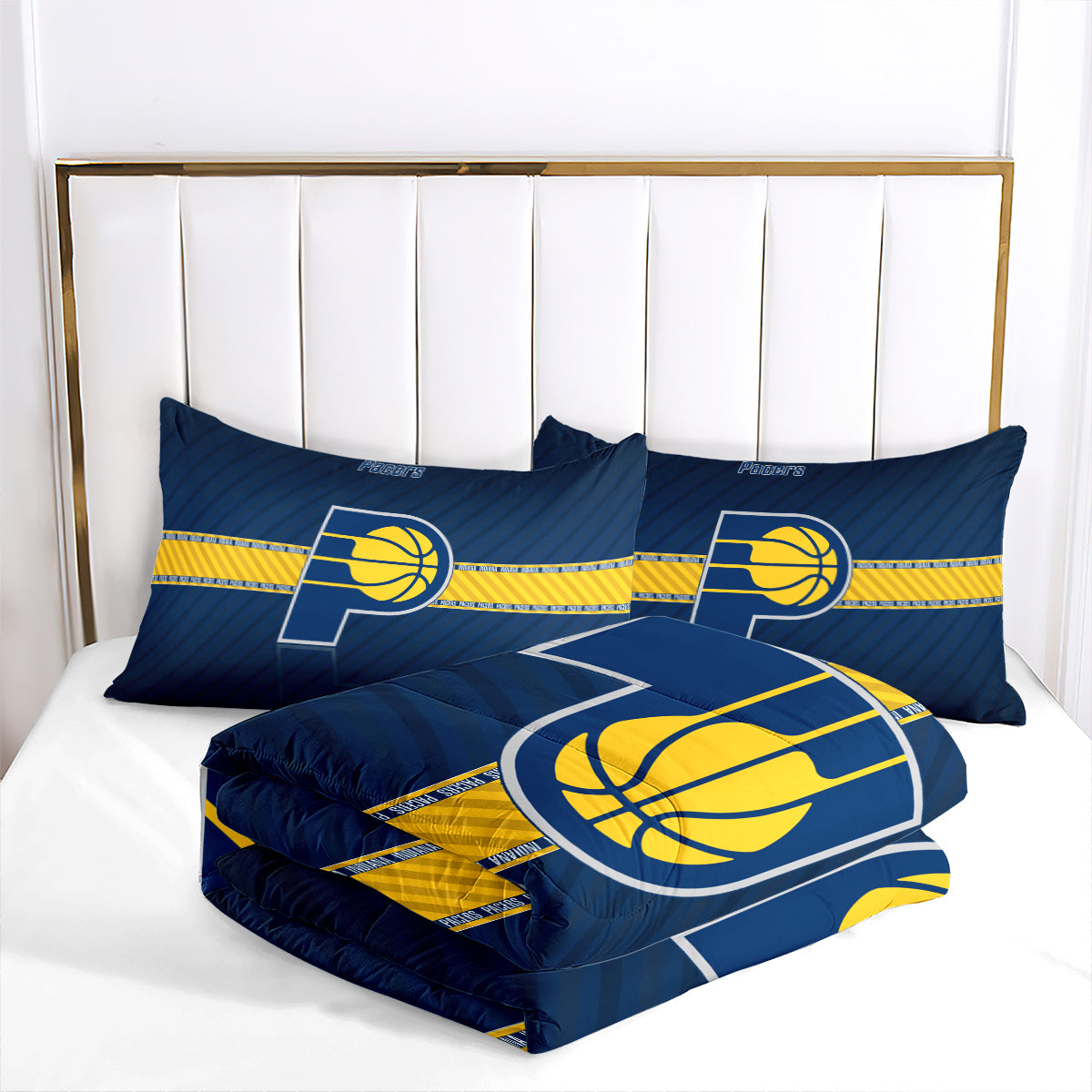 Indiana Basketball Pacers Comforter Pillowcases 3PC Sets Blanket All Season Reversible Quilted Duvet