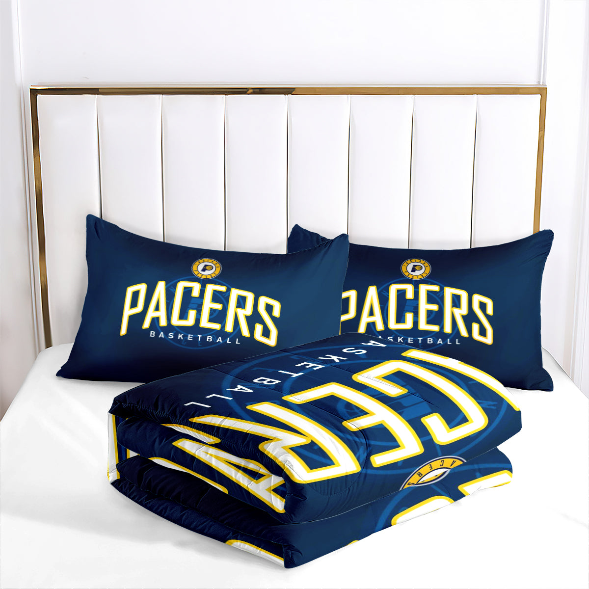 Indiana Basketball Pacers Comforter Pillowcases 3PC Sets Blanket All Season Reversible Quilted Duvet