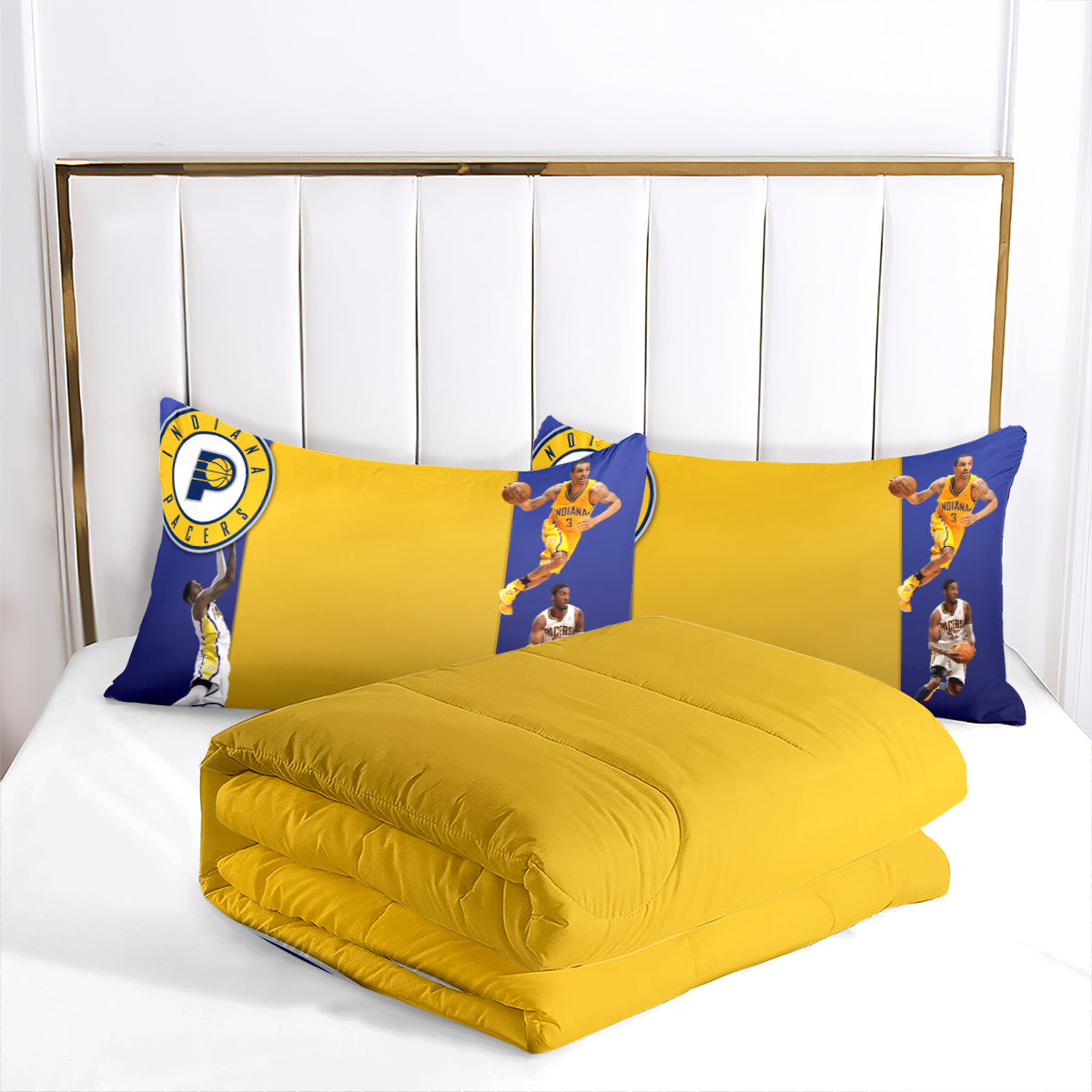 Indiana Basketball Pacers Comforter Pillowcases 3PC Sets Blanket All Season Reversible Quilted Duvet
