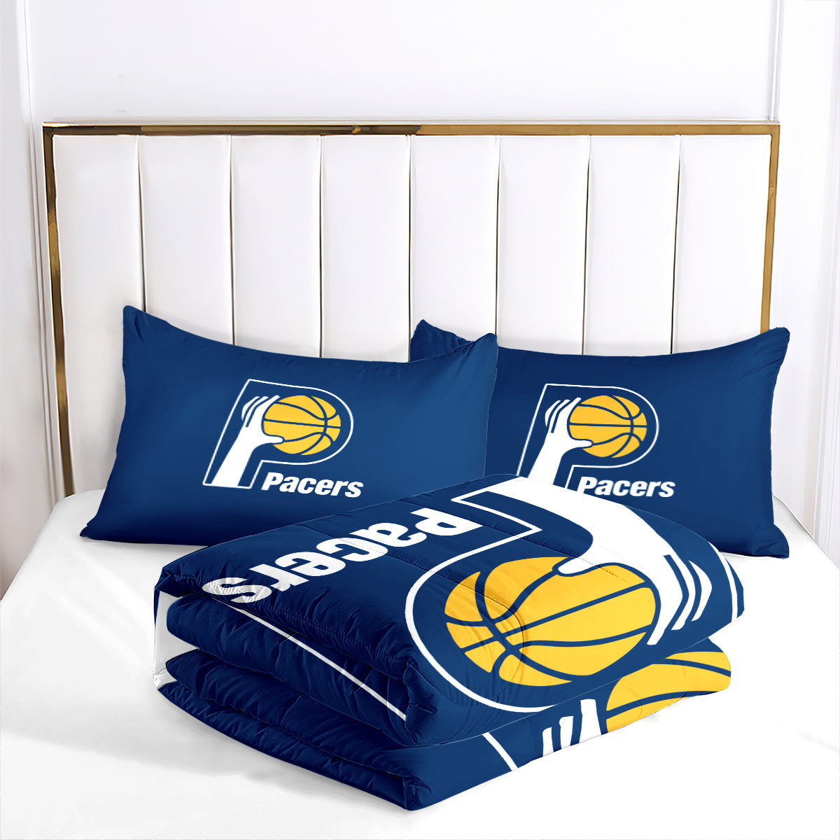 Indiana Basketball Pacers Comforter Pillowcases 3PC Sets Blanket All Season Reversible Quilted Duvet