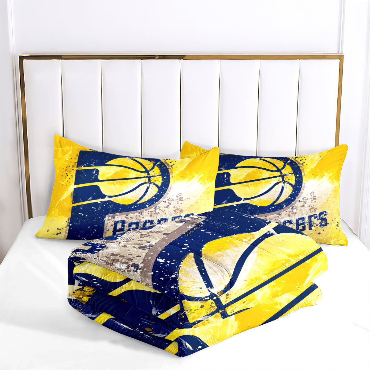 Indiana Basketball Pacers Comforter Pillowcases 3PC Sets Blanket All Season Reversible Quilted Duvet