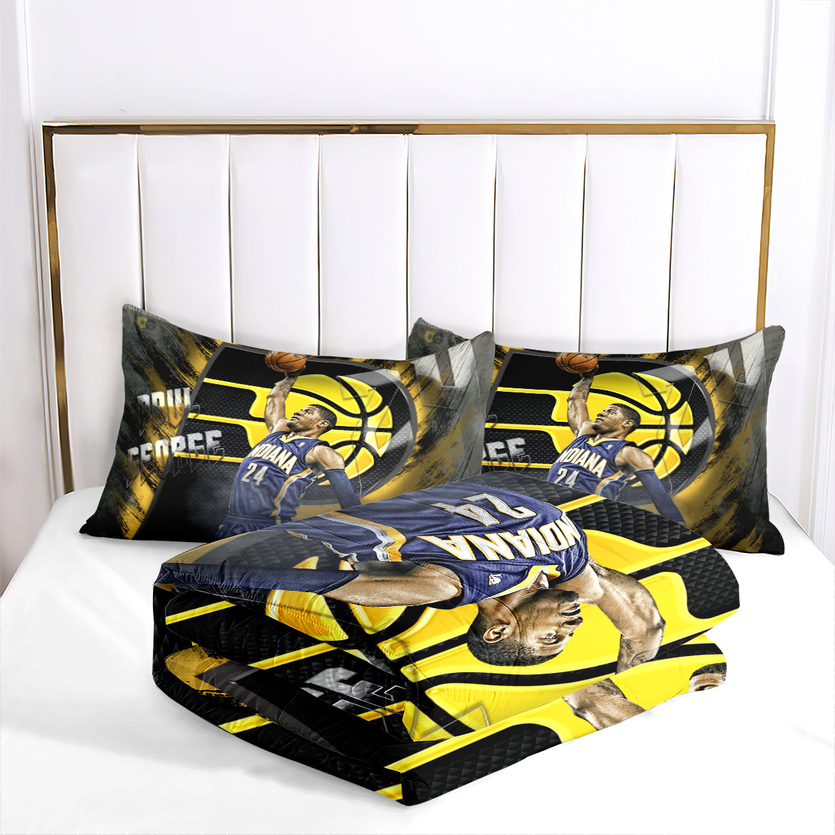 Indiana Basketball Pacers Comforter Pillowcases 3PC Sets Blanket All Season Reversible Quilted Duvet