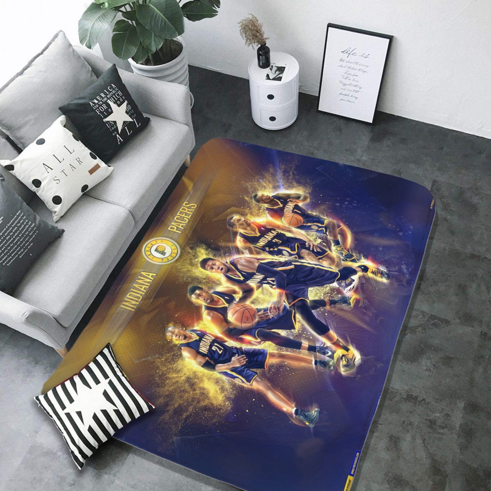 Indiana Basketball Pacers Rugs Bedroom Living Room Bathroom Carpet Mat Rug