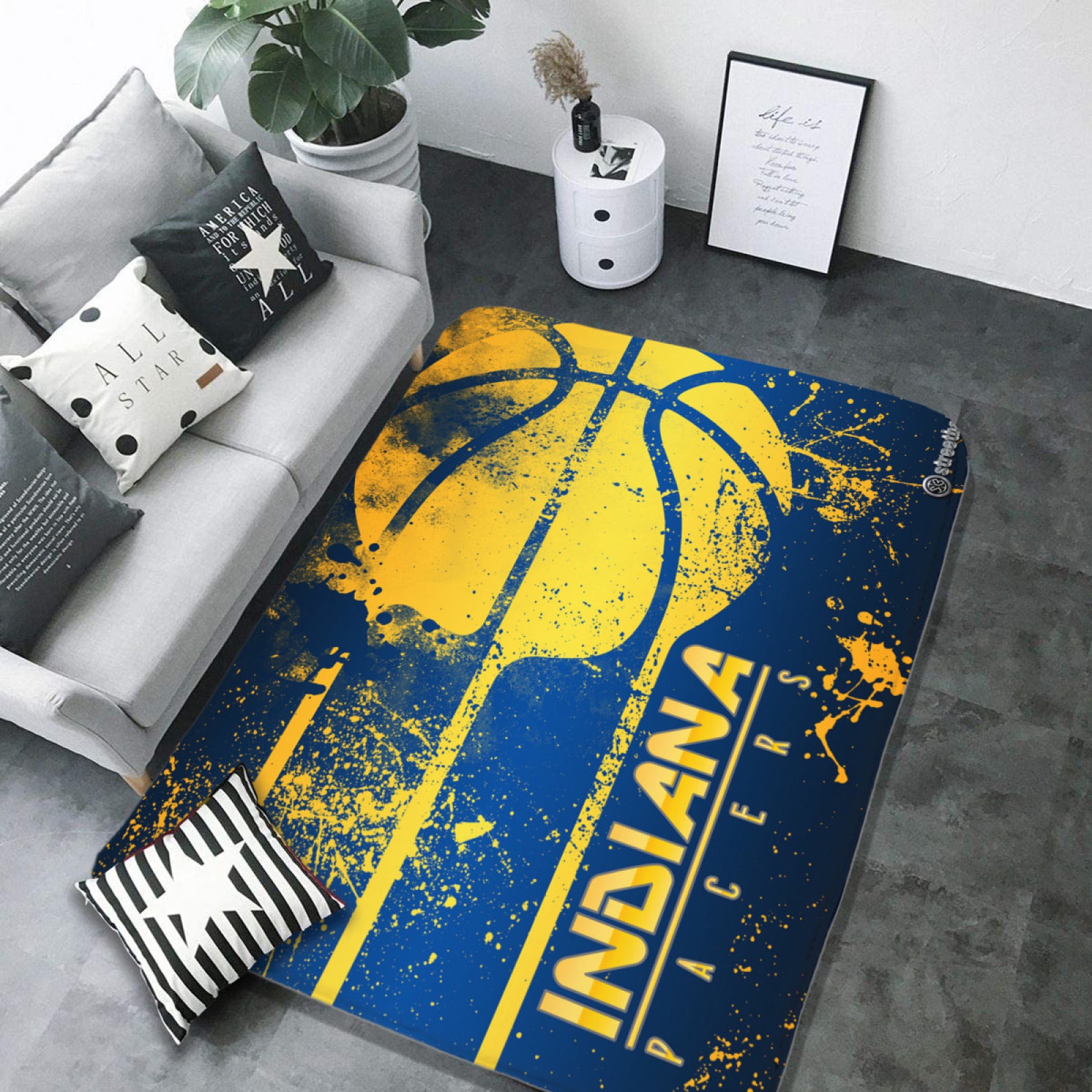 Indiana Basketball Pacers Rugs Bedroom Living Room Bathroom Carpet Mat Rug