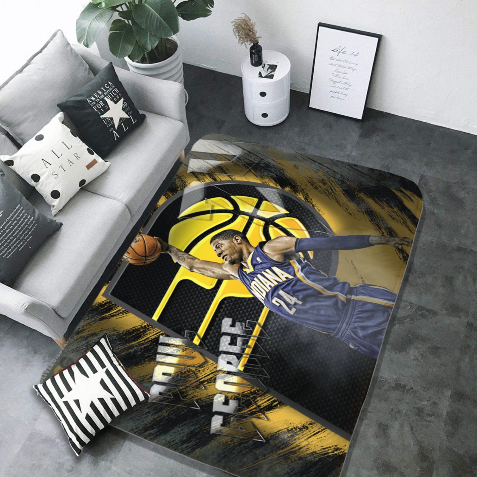 Indiana Basketball Pacers Rugs Bedroom Living Room Bathroom Carpet Mat Rug