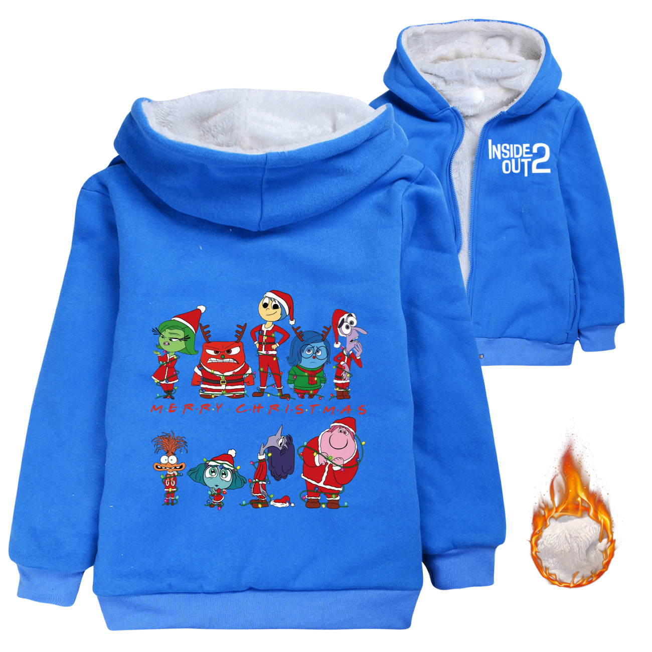 Inside Out 2 Sherpa Lined Hoodie Fleece Sweatshirt Full Zip Hooded Jacket for Kids