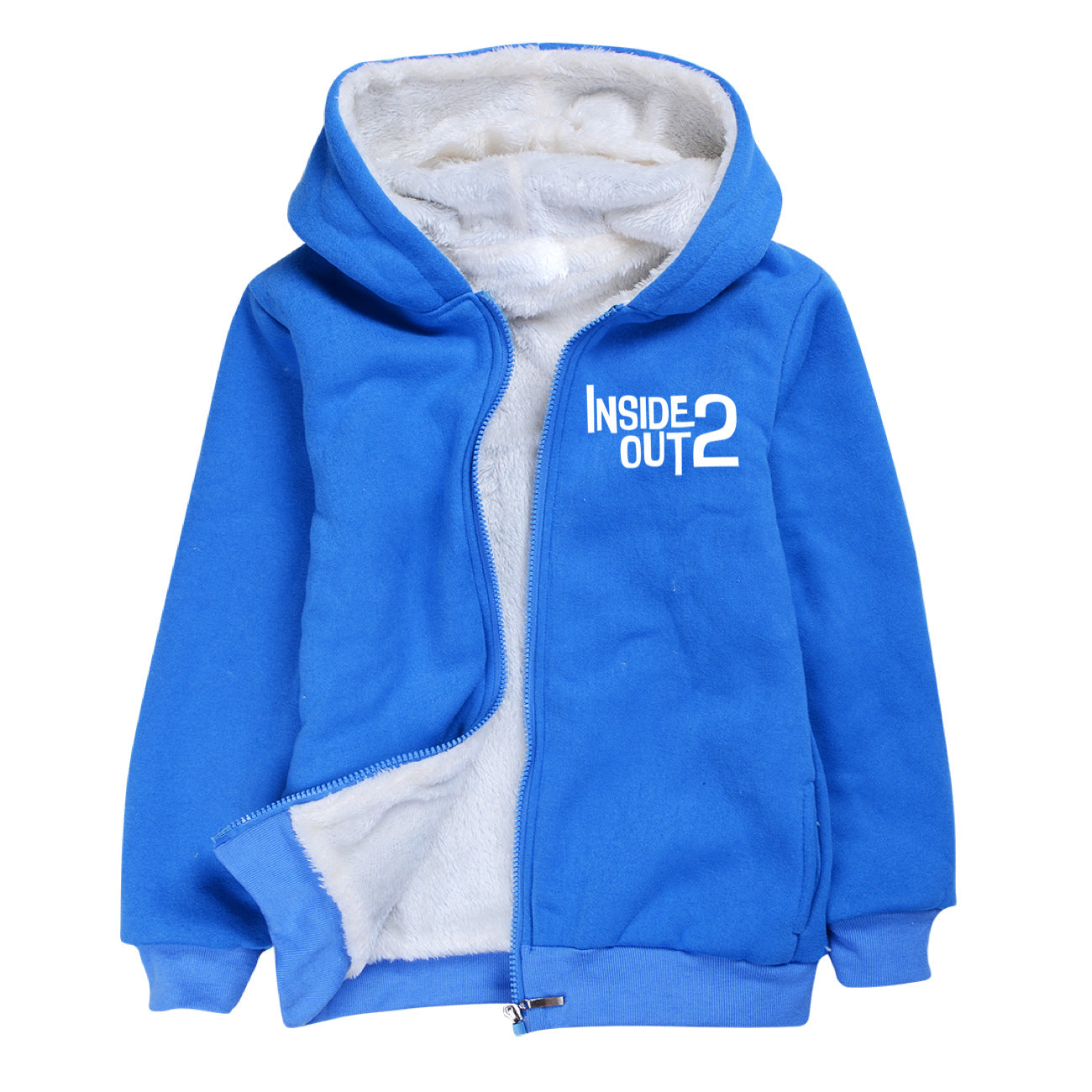 Inside Out 2 Sherpa Lined Hoodie Fleece Sweatshirt Full Zip Hooded Jacket for Kids