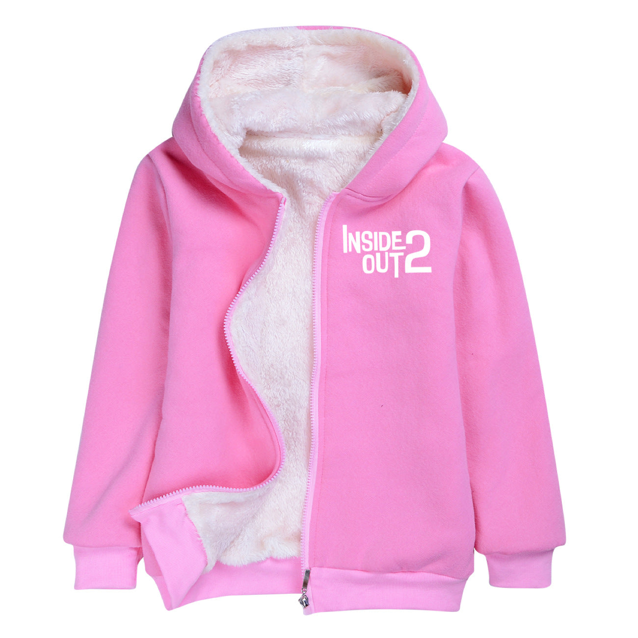 Inside Out 2 Sherpa Lined Hoodie Fleece Sweatshirt Full Zip Hooded Jacket for Kids