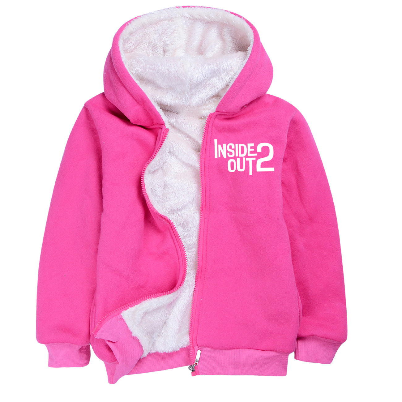 Inside Out 2 Sherpa Lined Hoodie Fleece Sweatshirt Full Zip Hooded Jacket for Kids