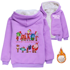 Inside Out 2 Sherpa Lined Hoodie Fleece Sweatshirt Full Zip Hooded Jacket for Kids