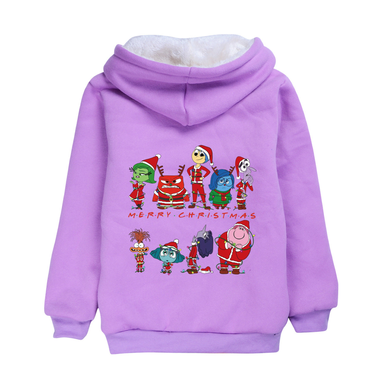 Inside Out 2 Sherpa Lined Hoodie Fleece Sweatshirt Full Zip Hooded Jacket for Kids