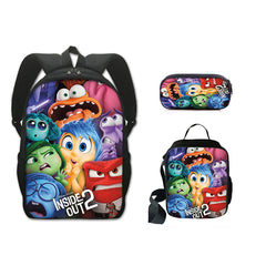 Inside Out Full Printed Backpack Schoolbag Travel Notebook Bag Lunch Bag Pencil Bag for Kids Students 3PCS