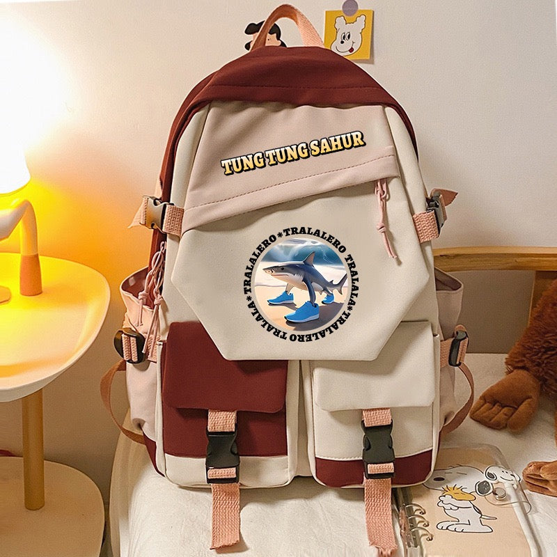 Italian Brainrot Water Proof Backpack Notebook Travel Bags Casual School Bag