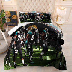 Jacksonville Rugby Football Jaguars Comforter Pillowcases 3PC Sets Blanket All Season Reversible Quilted Duvet