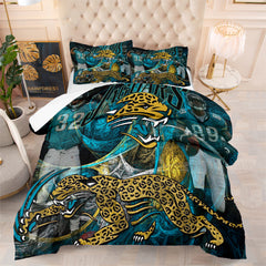 Jacksonville Rugby Football Jaguars Comforter Pillowcases 3PC Sets Blanket All Season Reversible Quilted Duvet