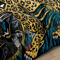 Jacksonville Rugby Football Jaguars Comforter Pillowcases 3PC Sets Blanket All Season Reversible Quilted Duvet