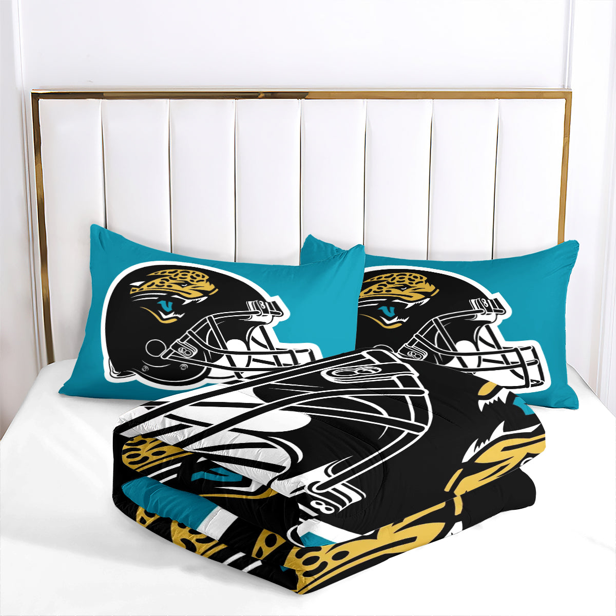 Jacksonville Rugby Football Jaguars Comforter Pillowcases 3PC Sets Blanket All Season Reversible Quilted Duvet