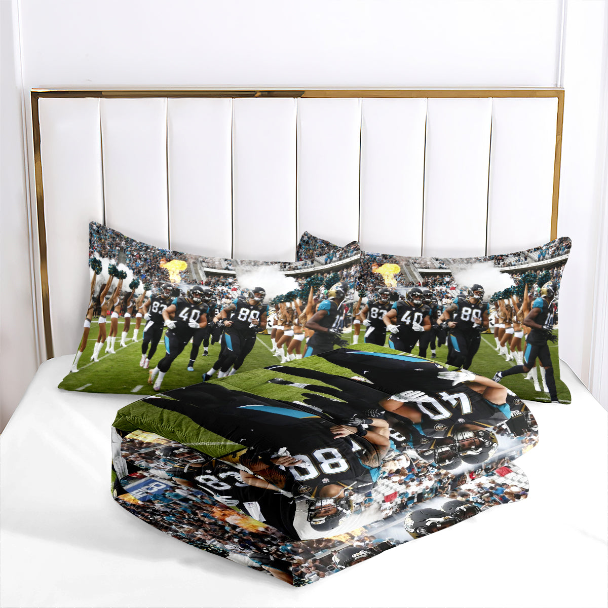 Jacksonville Rugby Football Jaguars Comforter Pillowcases 3PC Sets Blanket All Season Reversible Quilted Duvet
