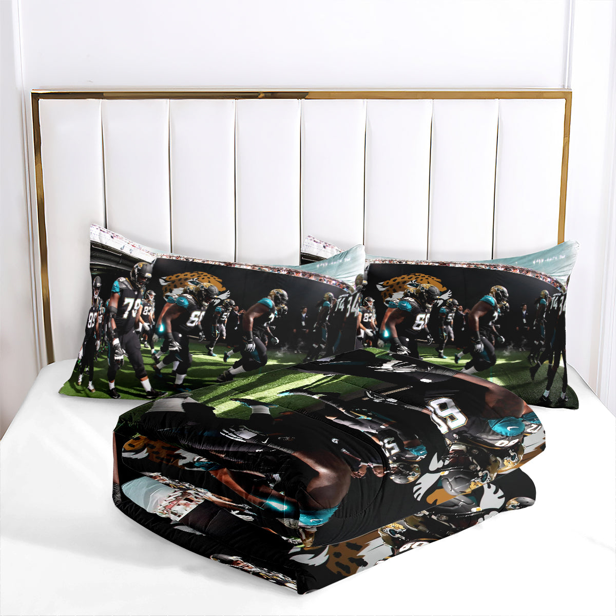 Jacksonville Rugby Football Jaguars Comforter Pillowcases 3PC Sets Blanket All Season Reversible Quilted Duvet