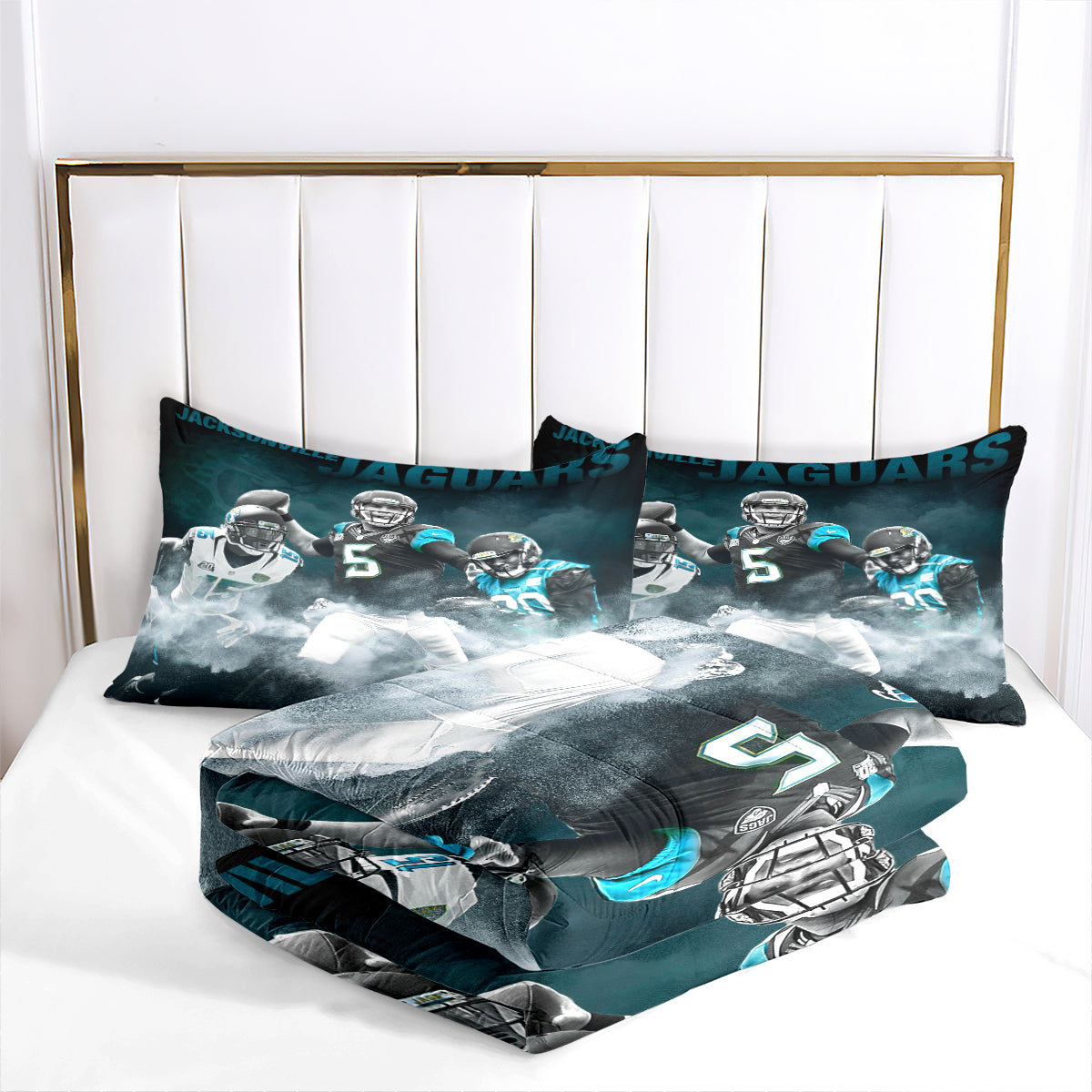 Jacksonville Rugby Football Jaguars Comforter Pillowcases 3PC Sets Blanket All Season Reversible Quilted Duvet